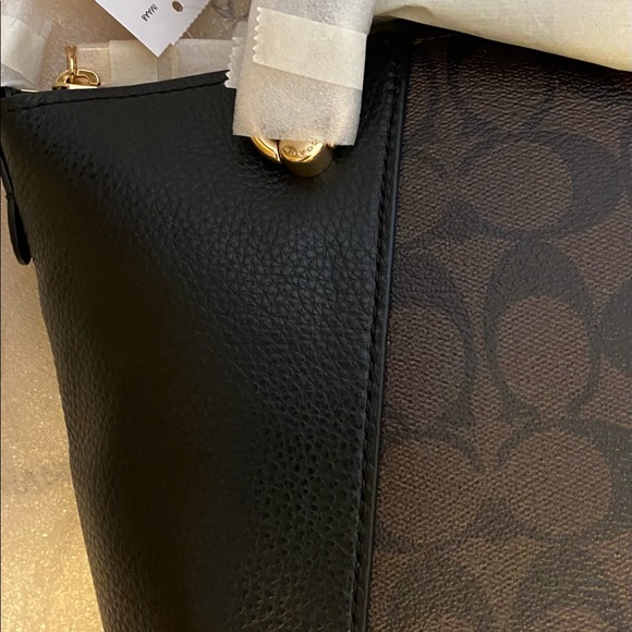 Coach Brown/black Signature Tote Satchel Gold Accents NWT - Picture 7 of 13